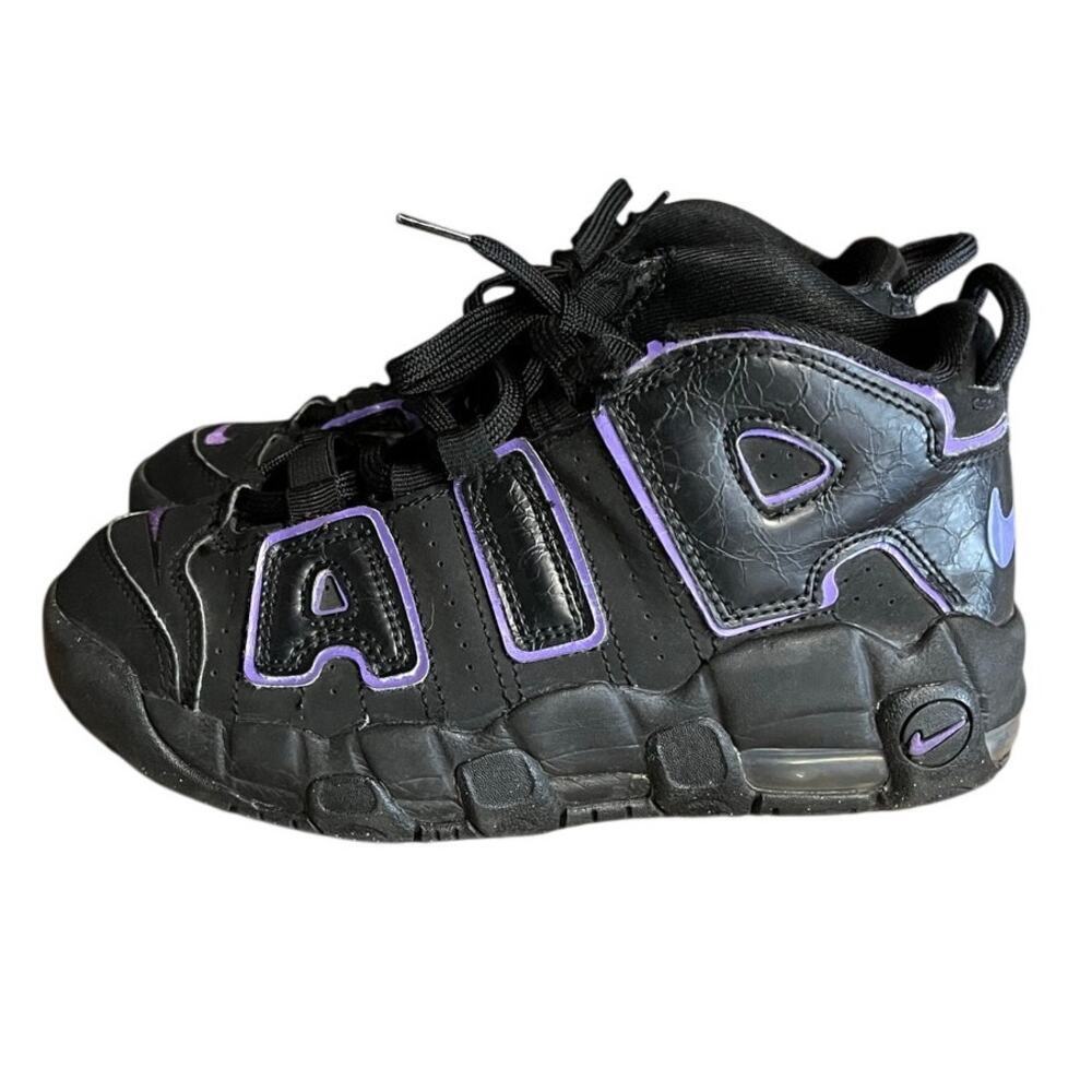 Boys Nike Air More Uptempo DX5955-001 Leather Athletic Sneaker Size 2.5 Black
